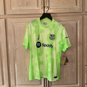 New Nike fc barcelona soccer jerseh Neon Green